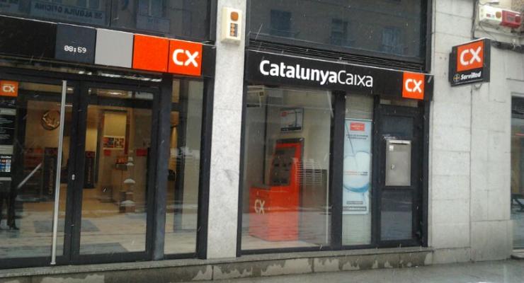 Concentracin sindical contra el plan de reestructuracin de CatalunyaCaixa